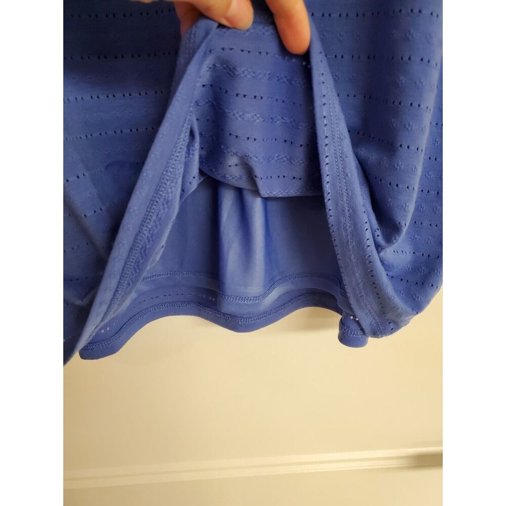 Women's Rafaella Blue Eyelet Striped Lined Blouse | Size Large - Picture 6 of 9
